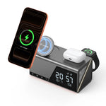 TobenONE 6-in-1 Wireless Charging Station with Alarm & Night Light & MagSafe Magnetic Phone Charger for Apple Devices TCW01